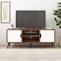White+Walnut 47.25 TV-Ständer mit ausgestellten Beinen und 3 versetzten Schubladen für 40-Zoll-Fernseher