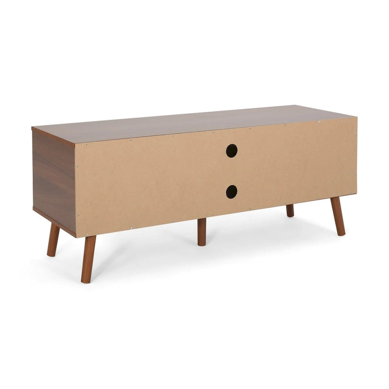 White+Walnut 47.25 TV-Ständer mit ausgestellten Beinen und 3 versetzten Schubladen für 40-Zoll-Fernseher