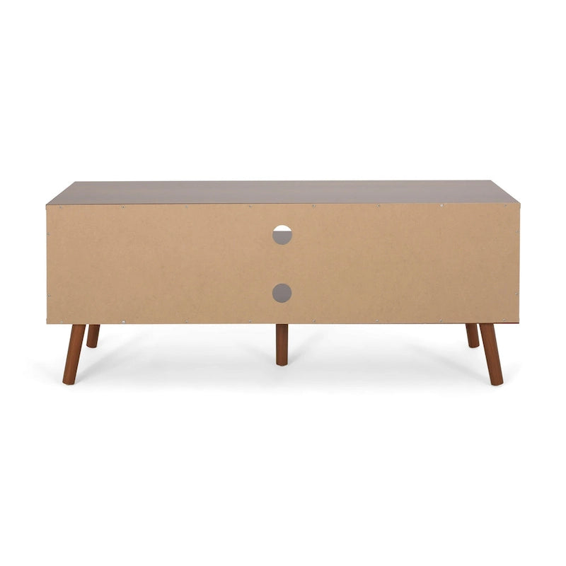 White+Walnut 47.25 TV-Ständer mit ausgestellten Beinen und 3 versetzten Schubladen für 40-Zoll-Fernseher