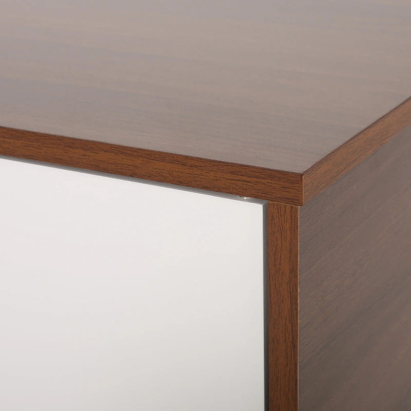 White+Walnut 47.25 TV-Ständer mit ausgestellten Beinen und 3 versetzten Schubladen für 40-Zoll-Fernseher