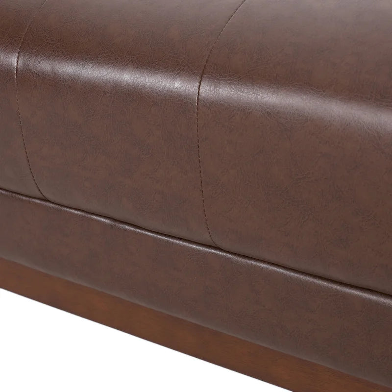 Dunkelbraunes modernes 3-Sitzer-Sofa mit Knopfheftung und Holzbeinen, 205 cm