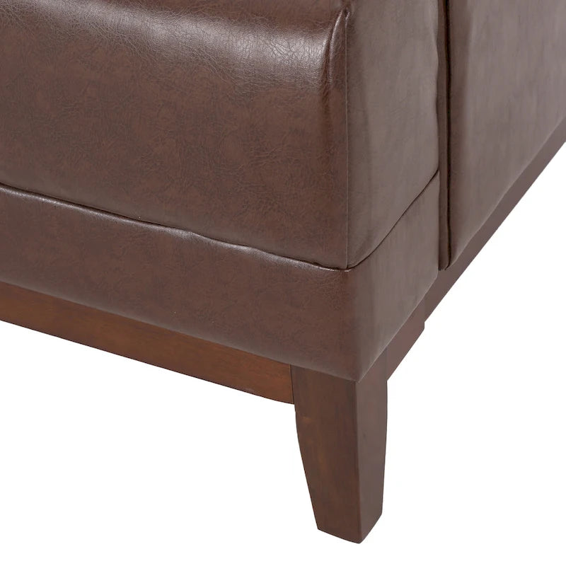 Dunkelbraunes modernes 3-Sitzer-Sofa mit Knopfheftung und Holzbeinen, 205 cm