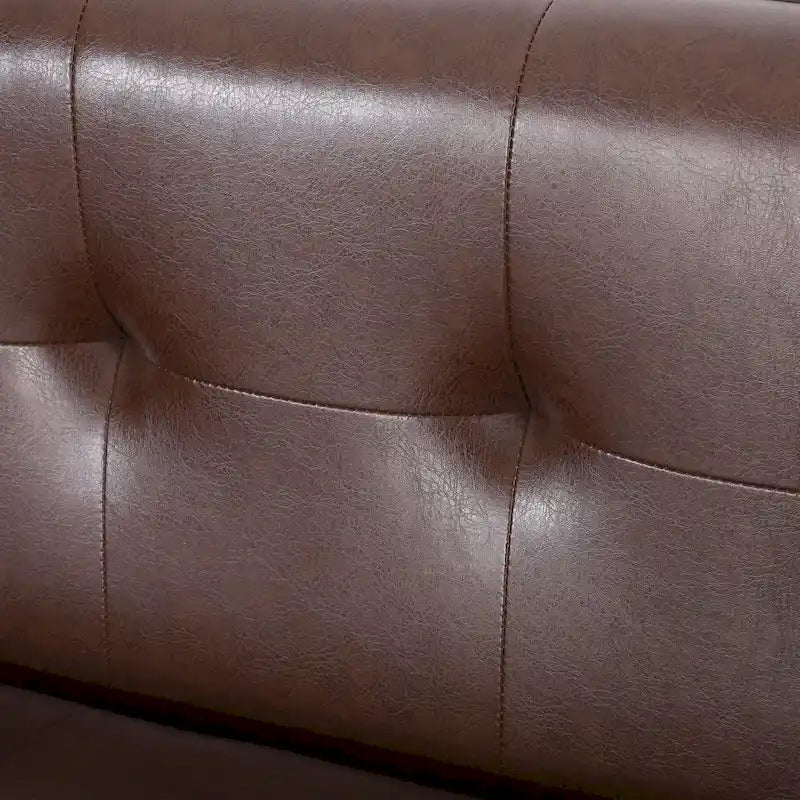 Dunkelbraunes modernes 3-Sitzer-Sofa mit Knopfheftung und Holzbeinen, 205 cm