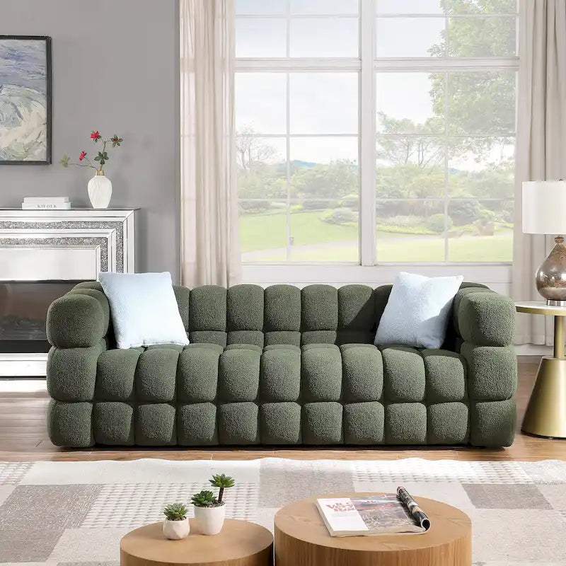 Modernes 84,3 Bouclé 3-Sitzer Sofa mit Kissen