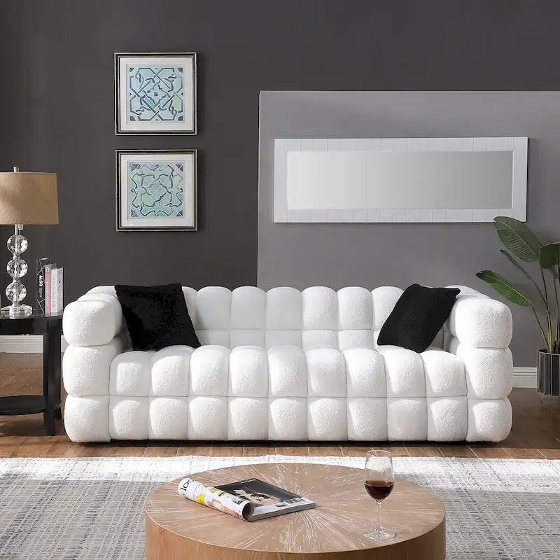 Modernes 84,3 Bouclé 3-Sitzer Sofa mit Kissen