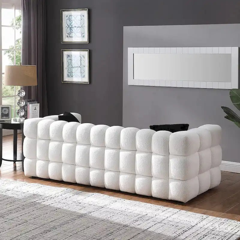 Modernes 84,3 Bouclé 3-Sitzer Sofa mit Kissen