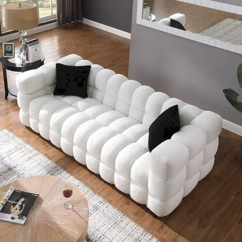 Modernes 84,3 Bouclé 3-Sitzer Sofa mit Kissen