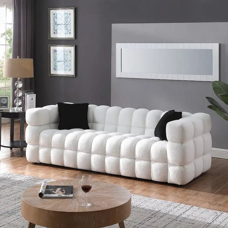 Modernes 84,3 Bouclé 3-Sitzer Sofa mit Kissen