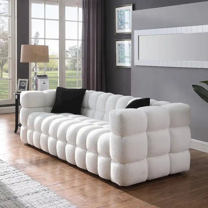 Modernes 84,3 Bouclé 3-Sitzer Sofa mit Kissen