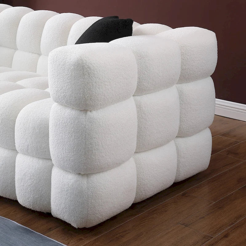 Modernes 84,3 Bouclé 3-Sitzer Sofa mit Kissen
