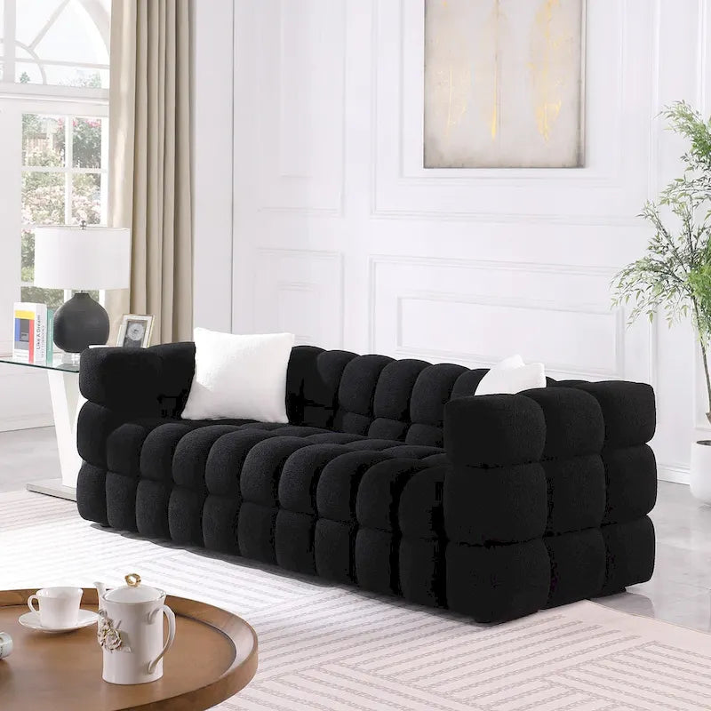 Modernes 84,3 Bouclé 3-Sitzer Sofa mit Kissen
