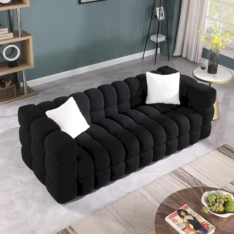 Modernes 84,3 Bouclé 3-Sitzer Sofa mit Kissen