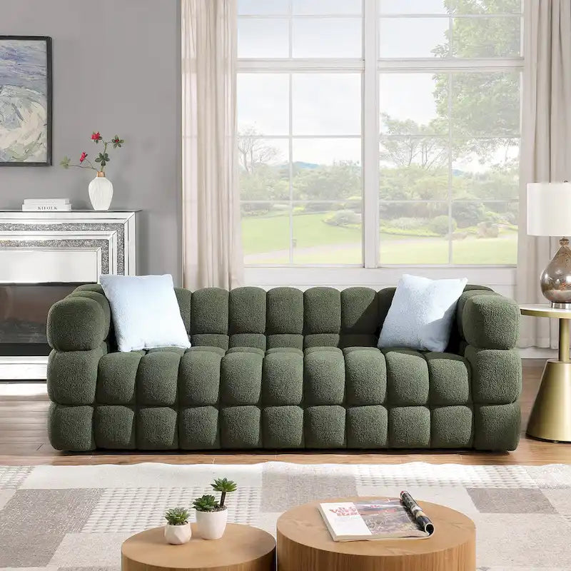 Modernes 84,3 Bouclé 3-Sitzer Sofa mit Kissen