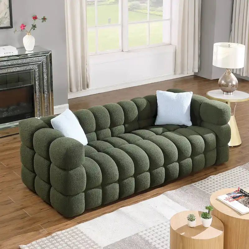 Modernes 84,3 Bouclé 3-Sitzer Sofa mit Kissen