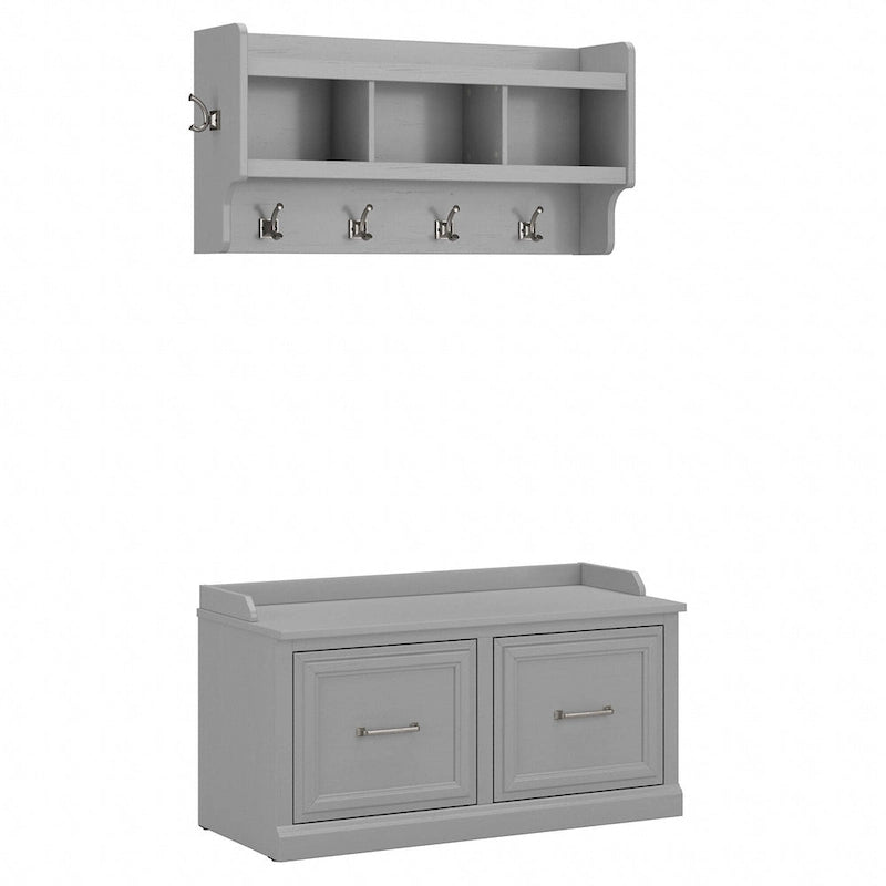 40W Schuhbank mit Türen und wandmontierte Garderobe