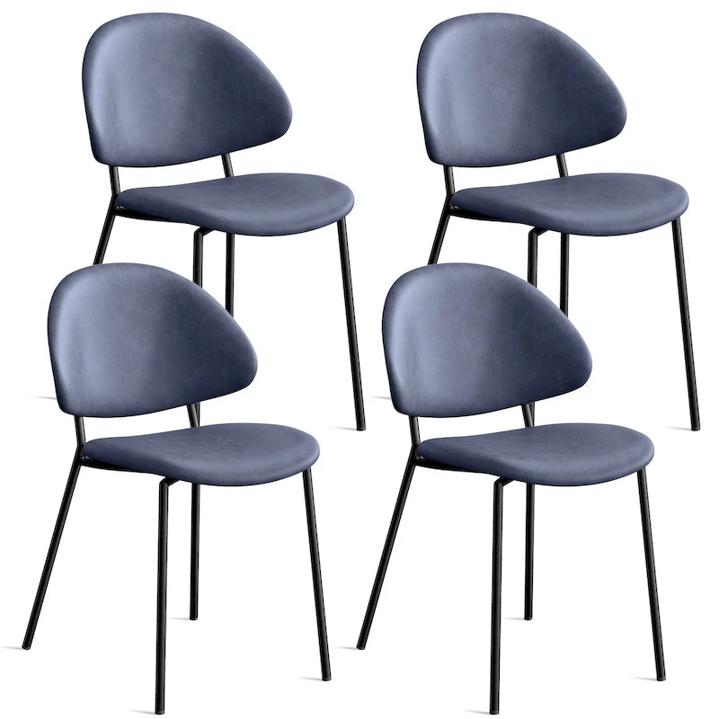 4er Set Polsterstuhl Esszimmerstuhl aus PU-Leder, Esszimmerstühle im Mid-Century Modern Stil mit geschwungener Rückenlehne für Esszimmer Küche