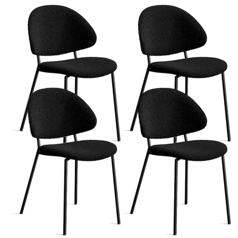 4er Set Polsterstuhl Esszimmerstuhl aus PU-Leder, Esszimmerstühle im Mid-Century Modern Stil mit geschwungener Rückenlehne für Esszimmer Küche