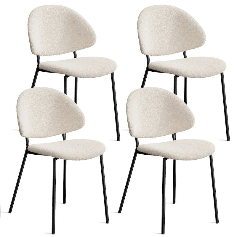 4er Set Polsterstuhl Esszimmerstuhl aus PU-Leder, Esszimmerstühle im Mid-Century Modern Stil mit geschwungener Rückenlehne für Esszimmer Küche