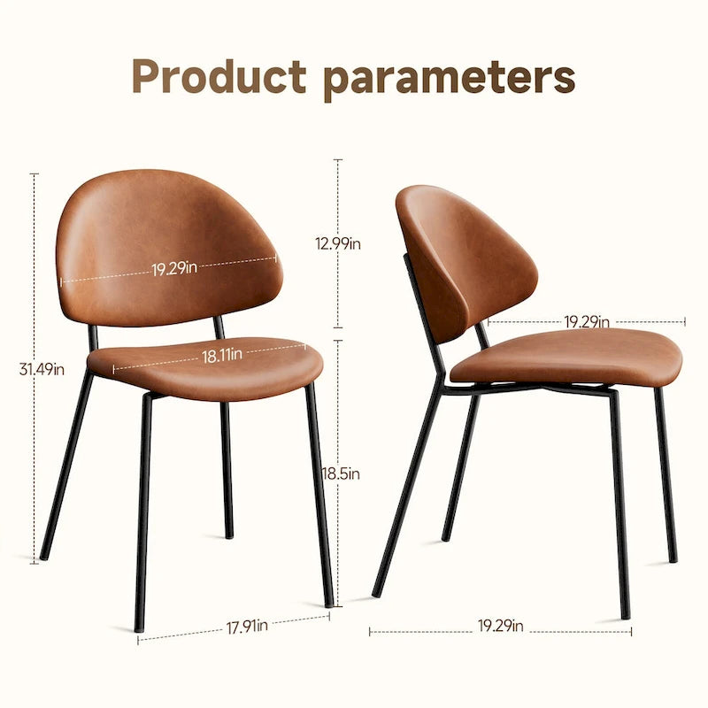 4er Set Polsterstuhl Esszimmerstuhl aus PU-Leder, Esszimmerstühle im Mid-Century Modern Stil mit geschwungener Rückenlehne für Esszimmer Küche