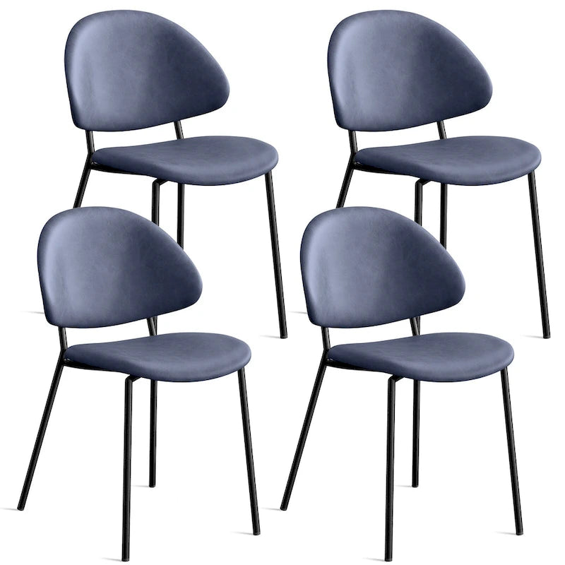 4er Set Polsterstuhl Esszimmerstuhl aus PU-Leder, Esszimmerstühle im Mid-Century Modern Stil mit geschwungener Rückenlehne für Esszimmer Küche