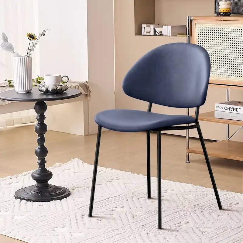4er Set Polsterstuhl Esszimmerstuhl aus PU-Leder, Esszimmerstühle im Mid-Century Modern Stil mit geschwungener Rückenlehne für Esszimmer Küche