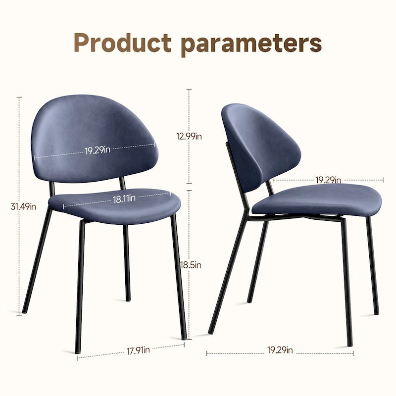 4er Set Polsterstuhl Esszimmerstuhl aus PU-Leder, Esszimmerstühle im Mid-Century Modern Stil mit geschwungener Rückenlehne für Esszimmer Küche