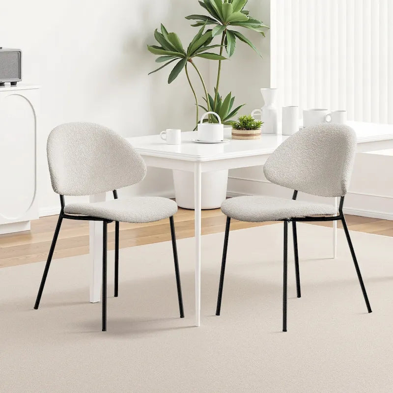 4er Set Polsterstuhl Esszimmerstuhl aus PU-Leder, Esszimmerstühle im Mid-Century Modern Stil mit geschwungener Rückenlehne für Esszimmer Küche