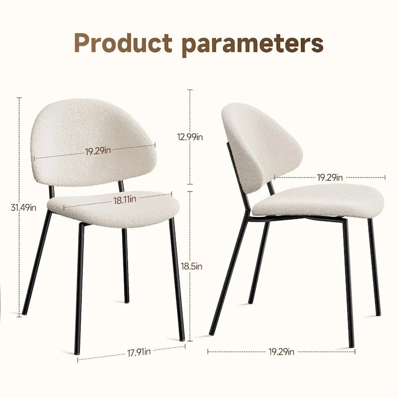4er Set Polsterstuhl Esszimmerstuhl aus PU-Leder, Esszimmerstühle im Mid-Century Modern Stil mit geschwungener Rückenlehne für Esszimmer Küche