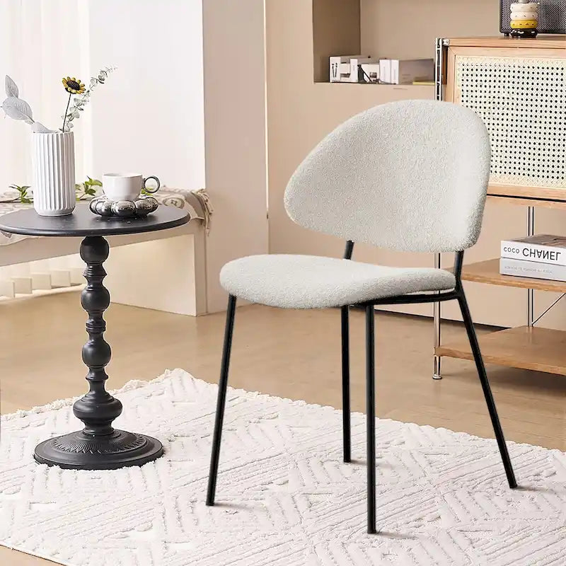 4er Set Polsterstuhl Esszimmerstuhl aus PU-Leder, Esszimmerstühle im Mid-Century Modern Stil mit geschwungener Rückenlehne für Esszimmer Küche
