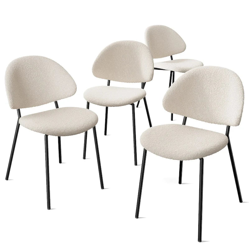 4er Set Polsterstuhl Esszimmerstuhl aus PU-Leder, Esszimmerstühle im Mid-Century Modern Stil mit geschwungener Rückenlehne für Esszimmer Küche