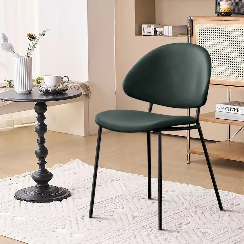 4er Set Polsterstuhl Esszimmerstuhl aus PU-Leder, Esszimmerstühle im Mid-Century Modern Stil mit geschwungener Rückenlehne für Esszimmer Küche