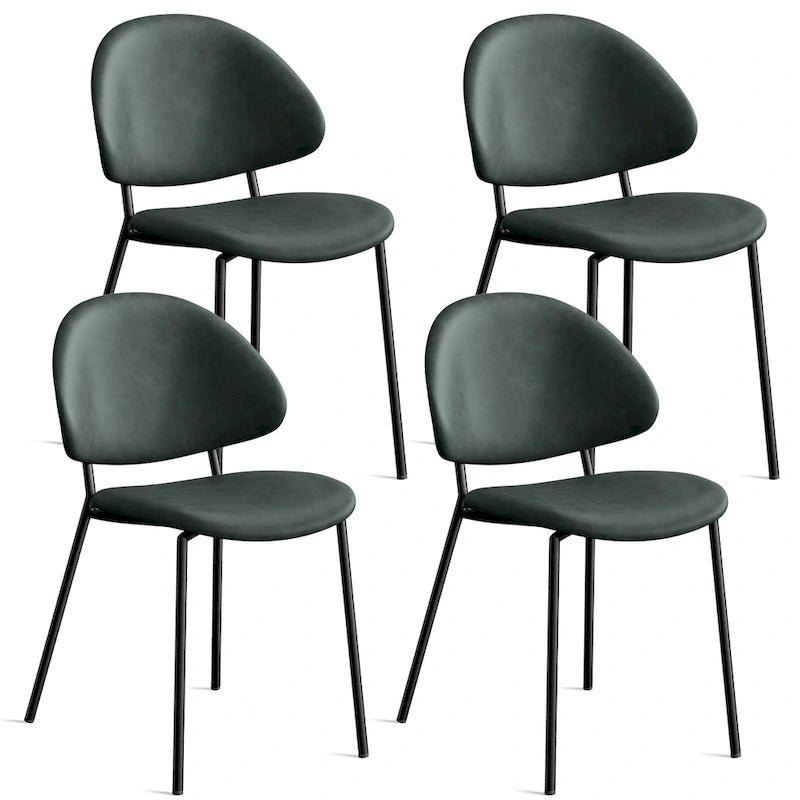 4er Set Polsterstuhl Esszimmerstuhl aus PU-Leder, Esszimmerstühle im Mid-Century Modern Stil mit geschwungener Rückenlehne für Esszimmer Küche