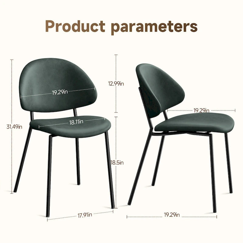 4er Set Polsterstuhl Esszimmerstuhl aus PU-Leder, Esszimmerstühle im Mid-Century Modern Stil mit geschwungener Rückenlehne für Esszimmer Küche