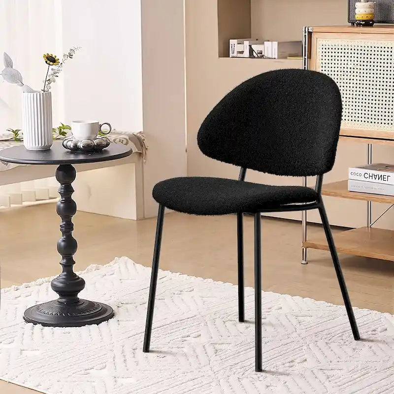 4er Set Polsterstuhl Esszimmerstuhl aus PU-Leder, Esszimmerstühle im Mid-Century Modern Stil mit geschwungener Rückenlehne für Esszimmer Küche