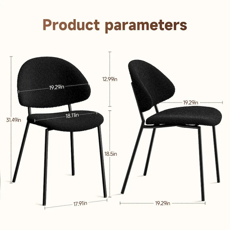 4er Set Polsterstuhl Esszimmerstuhl aus PU-Leder, Esszimmerstühle im Mid-Century Modern Stil mit geschwungener Rückenlehne für Esszimmer Küche