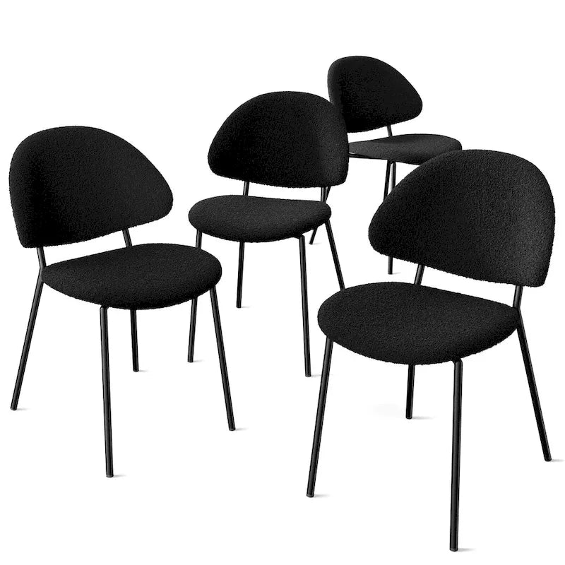 4er Set Polsterstuhl Esszimmerstuhl aus PU-Leder, Esszimmerstühle im Mid-Century Modern Stil mit geschwungener Rückenlehne für Esszimmer Küche