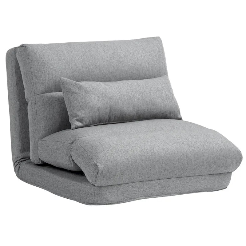 Gray 27.6 Folding Chaise Lounge Chair with Pillow