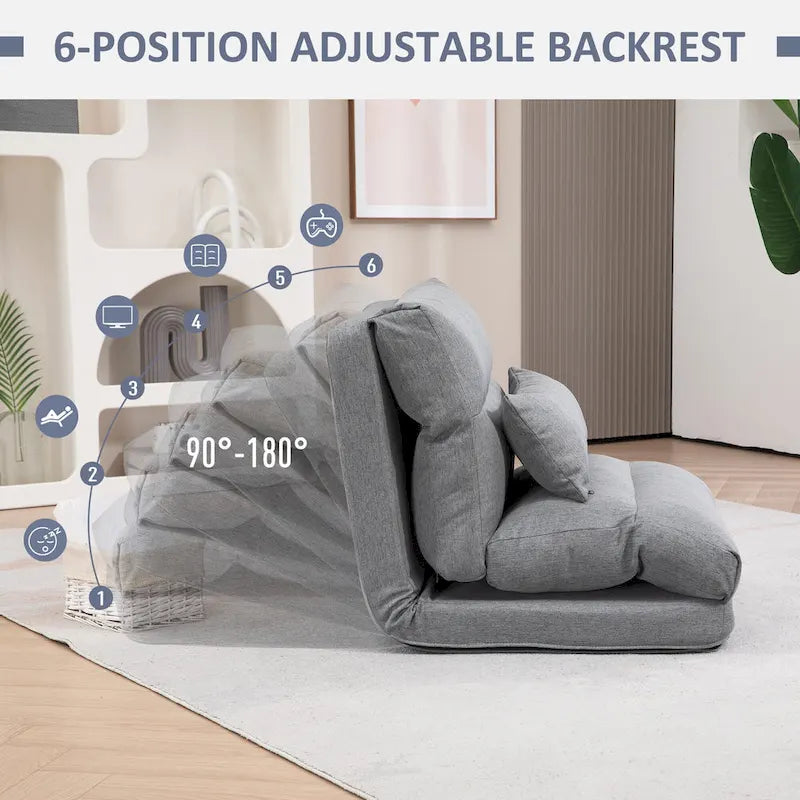 Grauer 27,6 klappbarer Chaiselongue-Stuhl mit Kissen