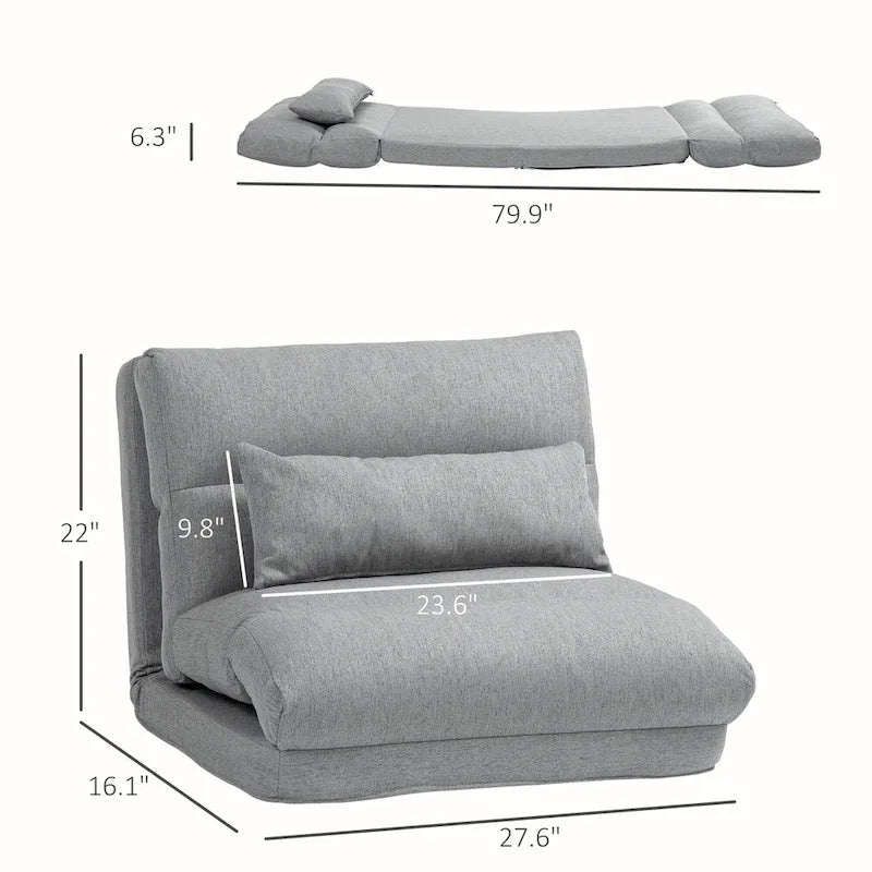 Grauer 27,6 klappbarer Chaiselongue-Stuhl mit Kissen