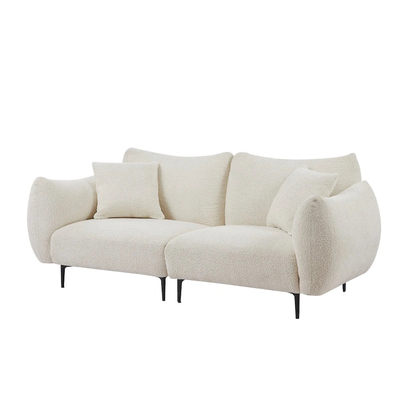 64 Klassisches 2-Sitzer Sofa mit Holzrahmen & 2 Kissen
