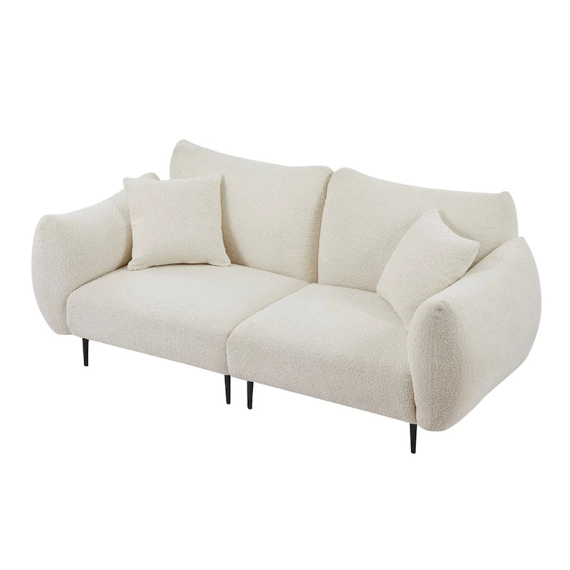 64 Klassisches 2-Sitzer Sofa mit Holzrahmen & 2 Kissen