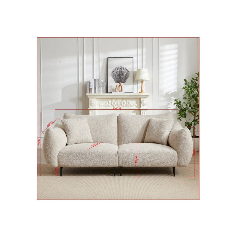 64 Klassisches 2-Sitzer Sofa mit Holzrahmen & 2 Kissen