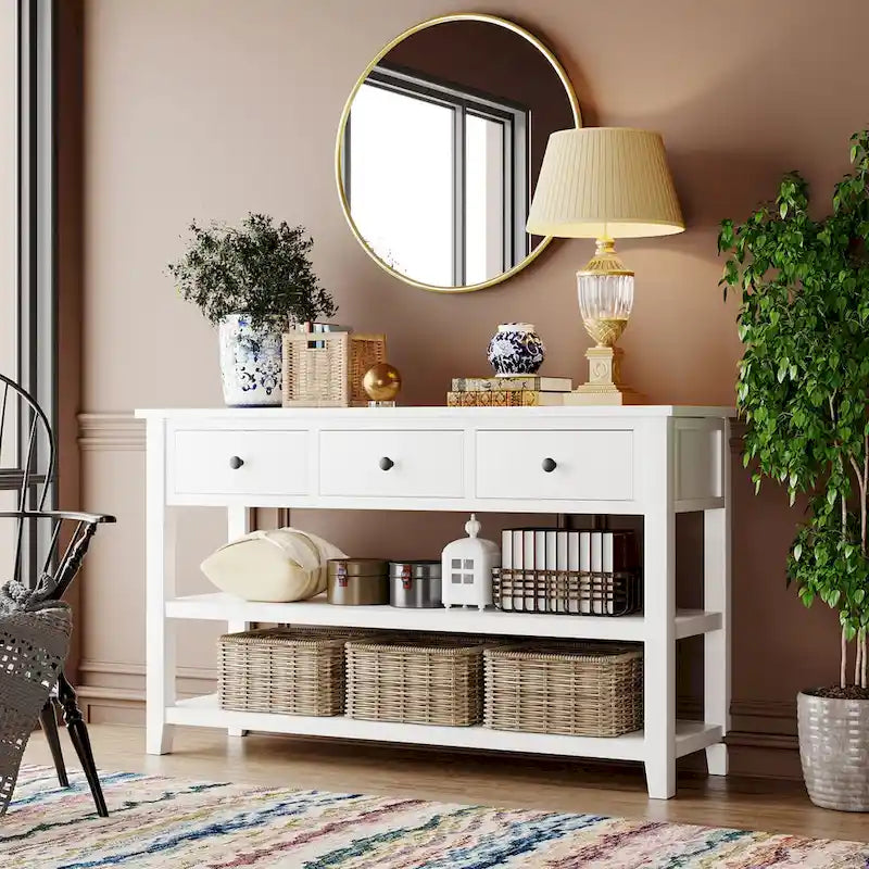 Console Table with 2-open Shelves - 16.00 x 50.00 x 30.00