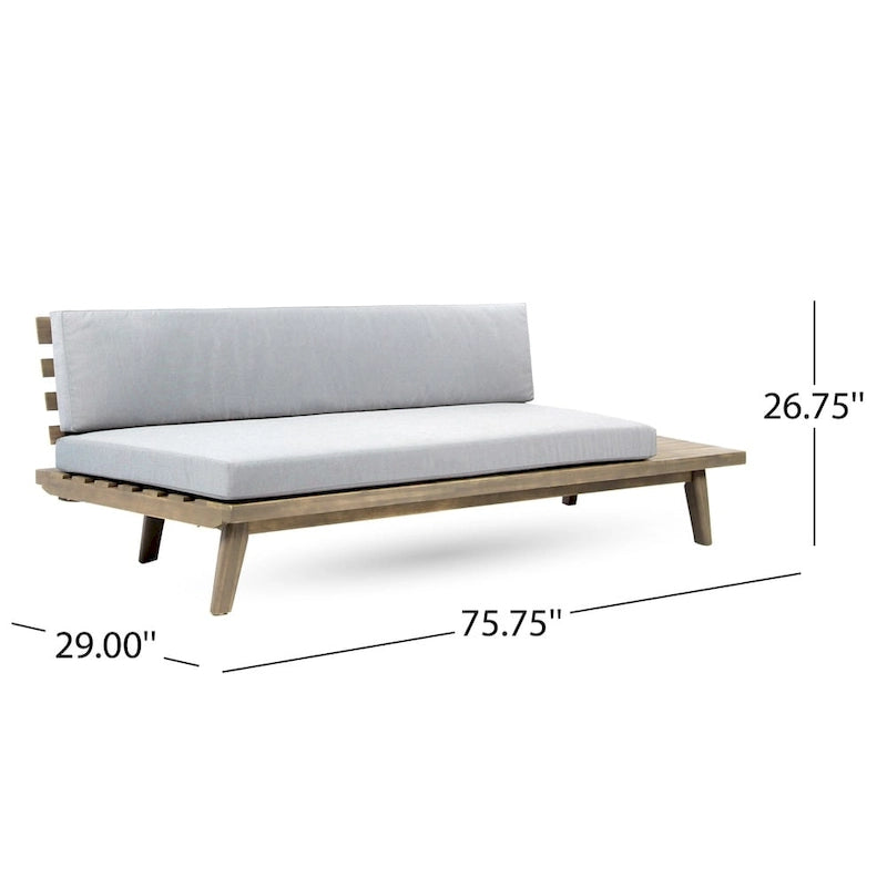 Minimalistisches Holz- und Stoffsofa mit rechter Ottomane