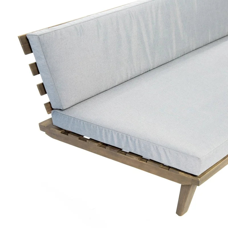 Minimalistisches Holz- und Stoffsofa mit rechter Ottomane