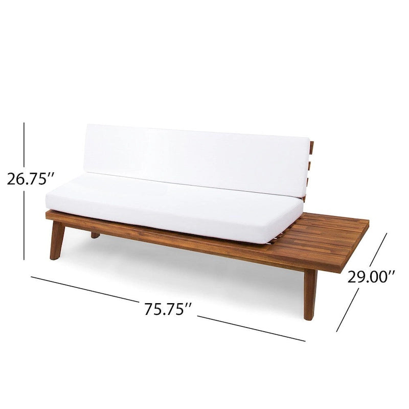 Minimalistisches Holz- und Stoffsofa mit rechter Ottomane