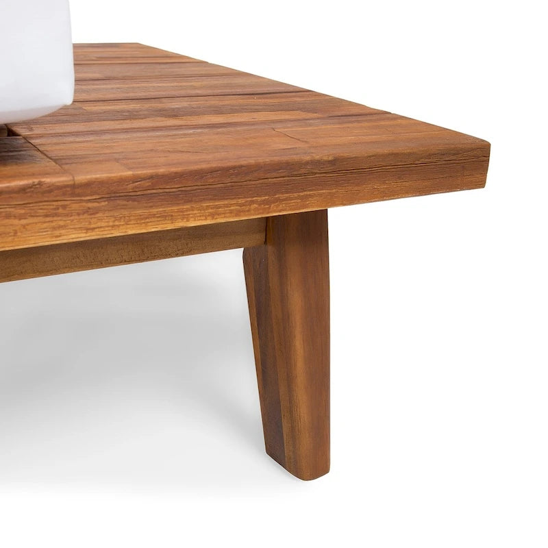 Minimalistisches Holz- und Stoffsofa mit rechter Ottomane