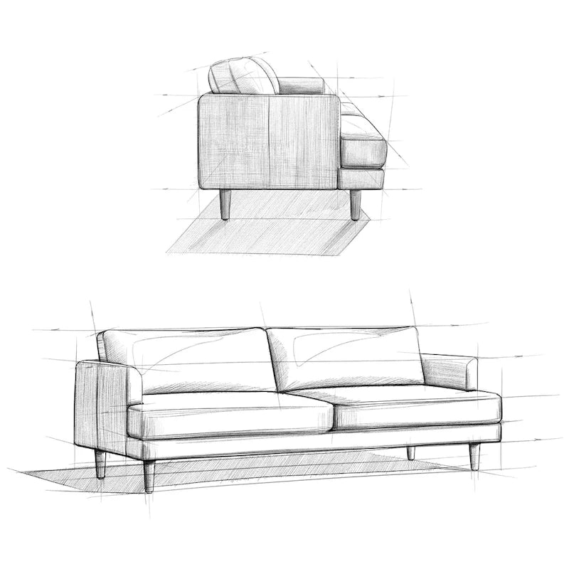 228 cm breites Sofa im Mid-Century Modern Stil