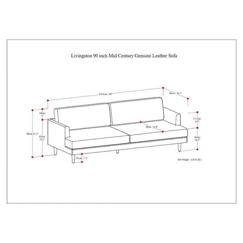 228 cm breites Sofa im Mid-Century Modern Stil