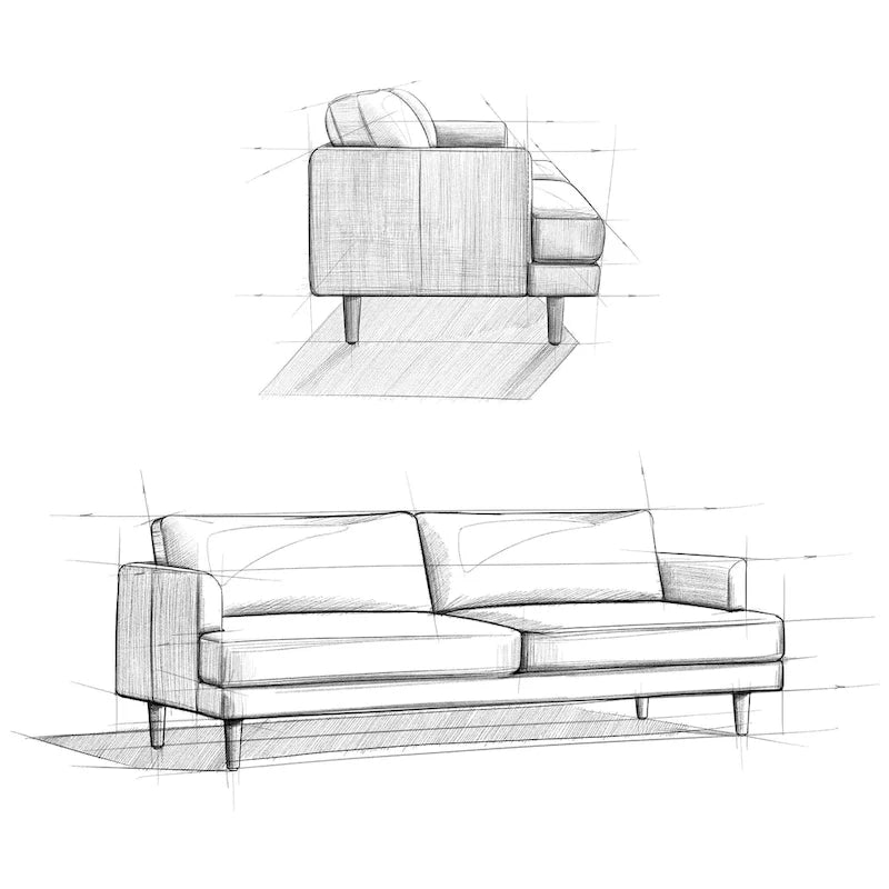 228 cm breites Sofa im Mid-Century Modern Stil